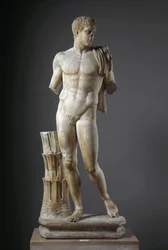 Diomédész. Római márványszobor egy görög eredeti nyomán. Küméből. Magasság: 177 cm. Museo Archeologico Nazionale, Nápoly