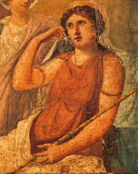 Héra, az Issone kínzása című freskó részlete, Vettii háza, Pompeii, Campania, római civilizáció