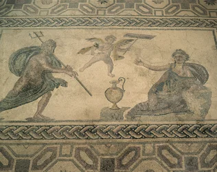 Magas szög kilátás egy falfestmény a padlón, Paphos, Ciprus (fénykép)