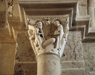Szent Benedek újraéleszti a paraszt fiát, a narthex fővárosa (szobor)