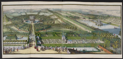 Az enghien-i park, 1685 körül, illusztráció a „Hága 86 tervéből és nézeteiből” álló gyűjteményből