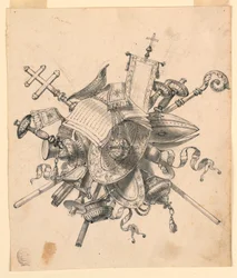 Rajz, trófea egyházi tárgyakkal, 1830-1850