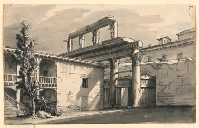 Színpadterv, Udvar a romok között