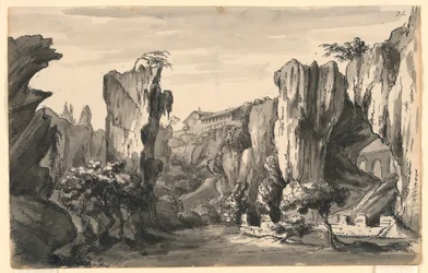 Színpadtervezés, Sziklás-völgy épületekkel