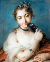 Hölgy portréja maszkkal Rosalba Carriera (1675-1757) festménye 18. század Magángyűjtemény