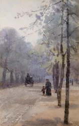 A fákkal szegélyezett sugárút (akvarell)