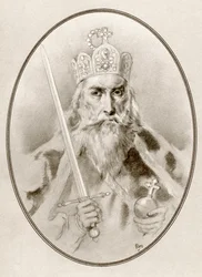 Nagy Károly, más néven Nagy Károly vagy I. Károly, a Híres uralkodók élő életrajzaiból.