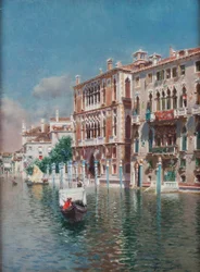 Libegő a Palazzo Cavalli-Franchetti és a Palazzi Barboro előtt, Velence (olaj, vászon)
