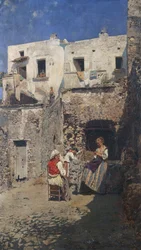 A nap, Rubens Santoro (1859-1942), olaj, panel. Olaszország, XX. század.