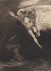 Lucifer Káint a véges térbe viszi, a Nyolc rézkarc Byron Káinjához című sorozatból, ..., 1919-1920