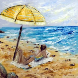 Beach Day, 2022 (olaj, kavics)