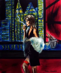 Lady in the City Night, 2025 (olaj, vászon)