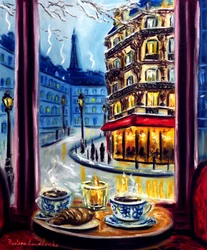 Table for Two in Paris, 2025 (olaj, vászon)