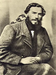 Leon Tolsztoj (1828-1910) önarcképe Iasnaia Polianában (Oroszország). Fényképezés