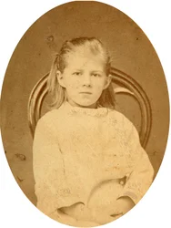 Portré Ljubov F. Dosztojevszkaja (1869-1926), a szerző, Fjodor Mihajlovics Dosztojevszkij (Fyodor, Fiodor Dosztojevszkij, Dosztojevszkij, Dosztojevszkij) lánya (1821-1881). Albumin Photo