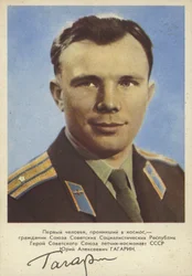 Jurij Gagarin, szovjet pilóta és űrhajós, az első ember az űrben