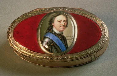 Tupakás doboz Nagy Péter portréminiatűrével, 1727 (arany)