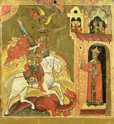 Szent György és a Sárkány, Ukrajna, 16. század vége (tempera a panelen)