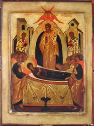 A Szűz elhunyta (tempera és aranylevél a panelen)