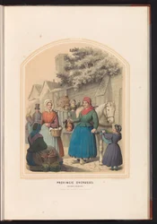 Lonneker és Losser hagyományos viselete Overijsselben, 1857 Overijssel tartomány. Lonneker, Losser stb. / XXXIV (cím az objektumon)