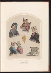 Schouwen és Duiveland hagyományos viselete Zeelandban, 1857 Zeeland tartomány. Schouwen en Duiveland / XXVIII (cím a tárgyon)