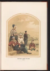 Volendam hagyományos viselete Észak-Hollandiában, 1857 Észak-Hollandia tartomány. Vollendam / XXXVI (cím a tárgyon)