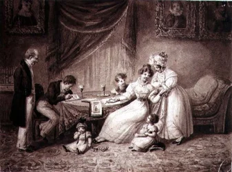 Az akvaristák, 1830 körül (szepia akvarell, papír)