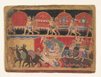 Krishna és a Kshatriya Maidens továbbmennek Dwarkába..., Ka. 1520-30.