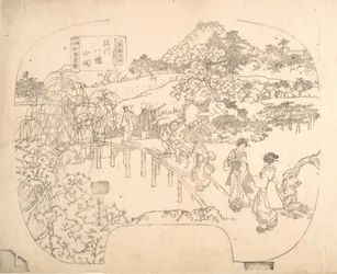 Proof Line-Block Print for Fan, 19. század.