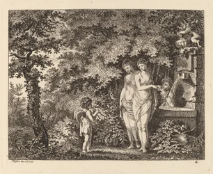 Eros három lánnyal egy szökőkútnál, 1770.
