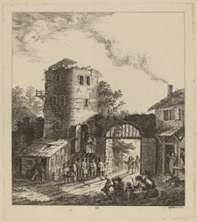 Falusiak a városkapunál egy méltóságot köszöntenek, 1764.