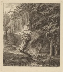 Erdős táj szárnyas fával, 1764.