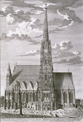 A bécsi Szent István-székesegyház látképe George-Daniel Heumann (1691-1759) által metszett
