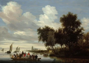 Folyói táj komppal. 1649
