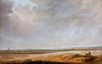 ""Paysage aux champs de mais"" (Táj kukoricatáblákkal) Peinture de Salomon Jacobsz van Ruisdael (1600/3-1670) - 1638 - Olaj, fa Mérete 33,5x52,5 cm Hallwylska Museet, Stockholm