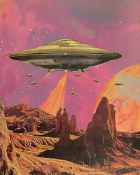Retro sci-fi sivatagi bolygó
