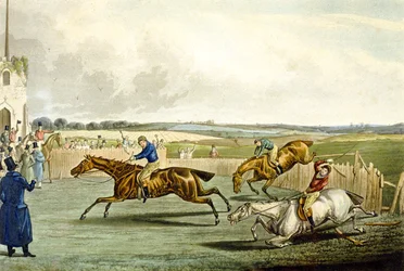 Forth Mile, Steeplechasingból, vésette Charles Hunt (1829-1900) (színes litó)