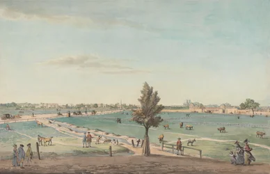 Kennington Common, 1776 (wc tollal, tintával, testszínnel és grafittal papíron)