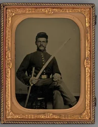 Névtelen portré egy ülő katona szablyával, 1862.