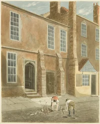 Bristol kastély maradványai egy házon Castle Greenben (ceruza és akvarell papíron)