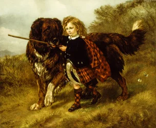 Egerton Macdona mester bernáthegyi kutyájával, Tell (olaj, vászon)
