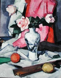 Rózsák japán vázában, 1923 körül (olaj, vászon)