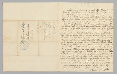 Samuel M. Fox levele Giles Saundersnek a rabszolga-kereskedelemről, 1848. április 17.