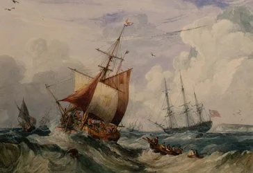Egy francia halász a Dover melletti hullámban (akvarell)