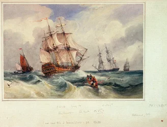 Fekvő hajó, 1825 körül (akvarell)