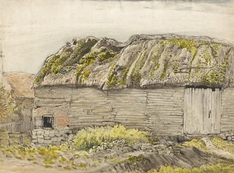 Mohos tetős pajta, Shoreham (akvarell barna mosással, tussal, gouache-szal és ceruzával papíron)