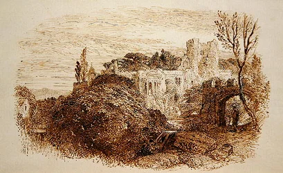„Mark yon Old Mansion...” (toll és barna tinta a papíron)