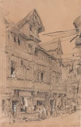 Lisieux-i régi utca, 1820 körül (akvarell, papír)