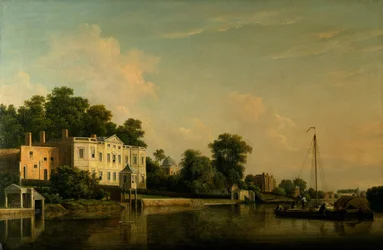 Alexander Pope Twickenham-i villájának látképe a Temze partján.