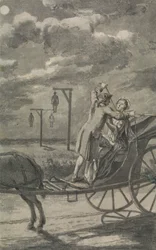 Gyilkosság a kocsiban (valószínűleg a The Tyburn Chronicle számára készült terv)